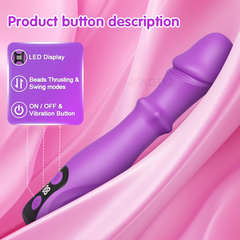 Telescopic Swing Vibrator Women 3 in 1 Clitoris G Spot Stimulator