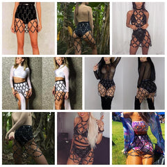 Bondage Collar Strap Crop Mini Skirts