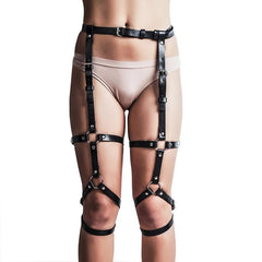 Bondage Restraint Leather Leg Garter Harness