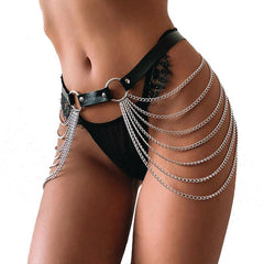 Goth Punk Leather Women Chain Belt