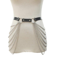 Goth Punk Leather Women Chain Belt