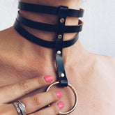 Harness Collar Leather Necklace Cord Bdsm Bondage