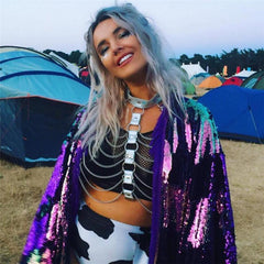 Holographic Two Piece Set Body Harness