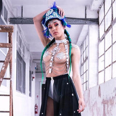 Holographic Two Piece Set Body Harness