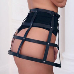 Leather Cage Flirting Erotic Waist Bondage Dress