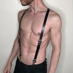 Men Faux Leather Harness Belt Sexy Punk
