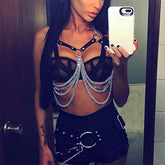 Metal Chains Rivet Leather Chest Harness