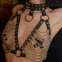 New Holographic Rave Bondage Collar Harness