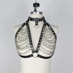 New Holographic Rave Bondage Collar Harness