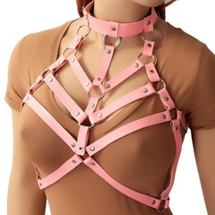 Pink Harness Women Punk Goth Cupless
