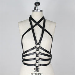 Punk Goth Leather Harness Body Bondage