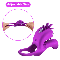 Vibrating Penis Ring Rotation Erotic Tongue Vibe