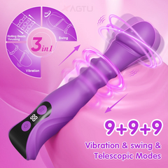 Telescopic Swing Vibrator Women 3 in 1 Clitoris G Spot Stimulator