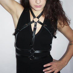 Edgy Leather Bondage Restraints Lingerie