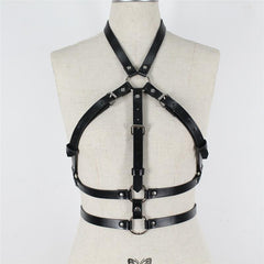 Edgy Leather Bondage Restraints Lingerie