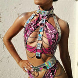 Holographic Two Piece Set Body Harness
