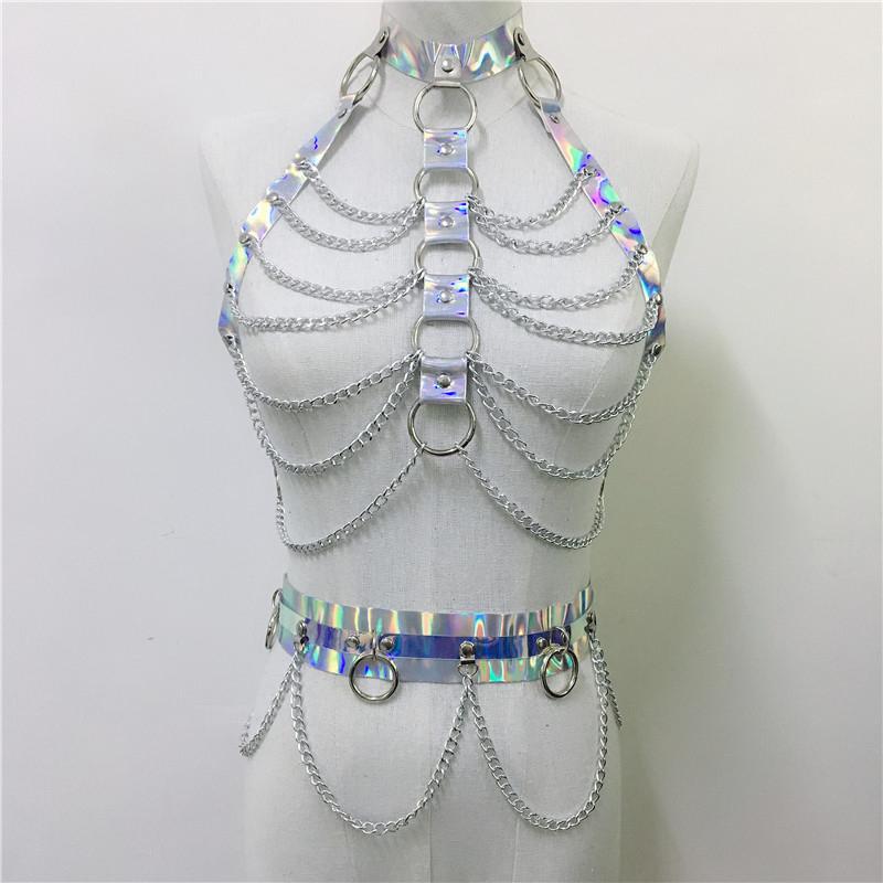 Holographic Two Piece Set Body Harness