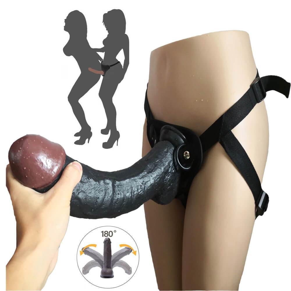 Strap On 12.5-Inch Realistic Dildo / Big Black Dildo / Black Dildo