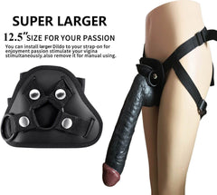 Strap On 12.5-Inch Realistic Dildo / Big Black Dildo / Black Dildo