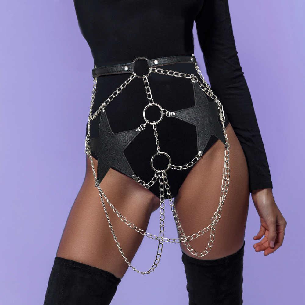 Pentagram Chain Belt Harness Sexy Garters