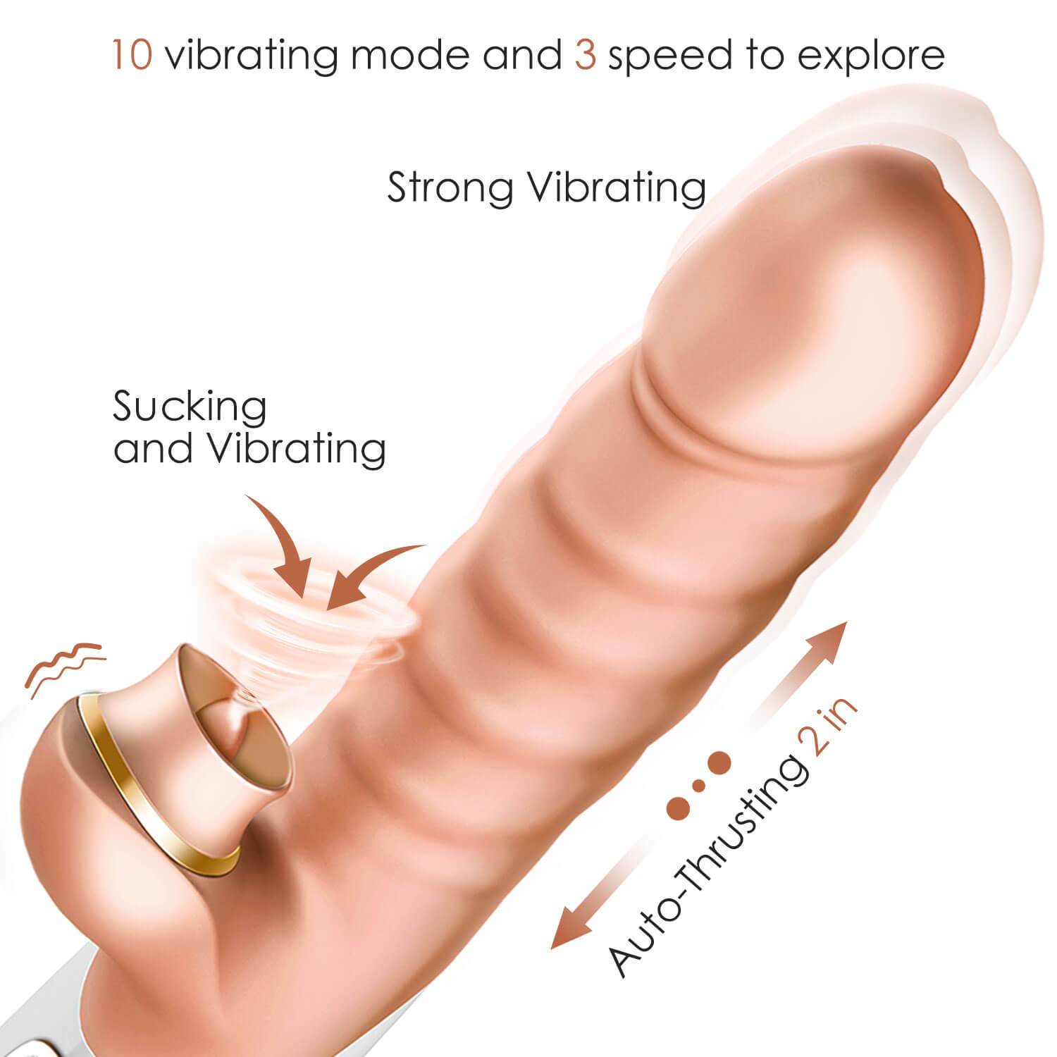 Thrusting Big Dildo Sucking Clitoris Vibrators