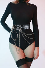 Unisex Pu Leather Harness Belts Big O ring